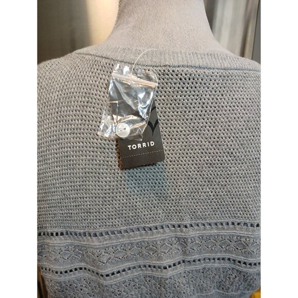 Torrid Grey Open Stitch Shrug Sweater Classicore Crop Cardigan Womens Size 0 NEW - Picture 7 of 7